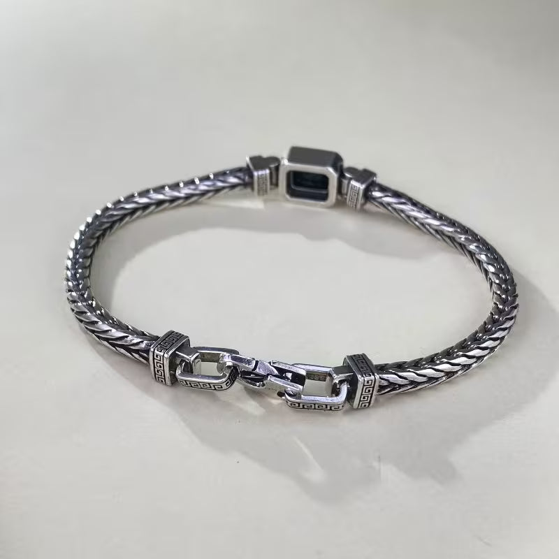 Bracelet Tissé à la Main pour Homme avec Pendentif – Style Vintage Polyvalent