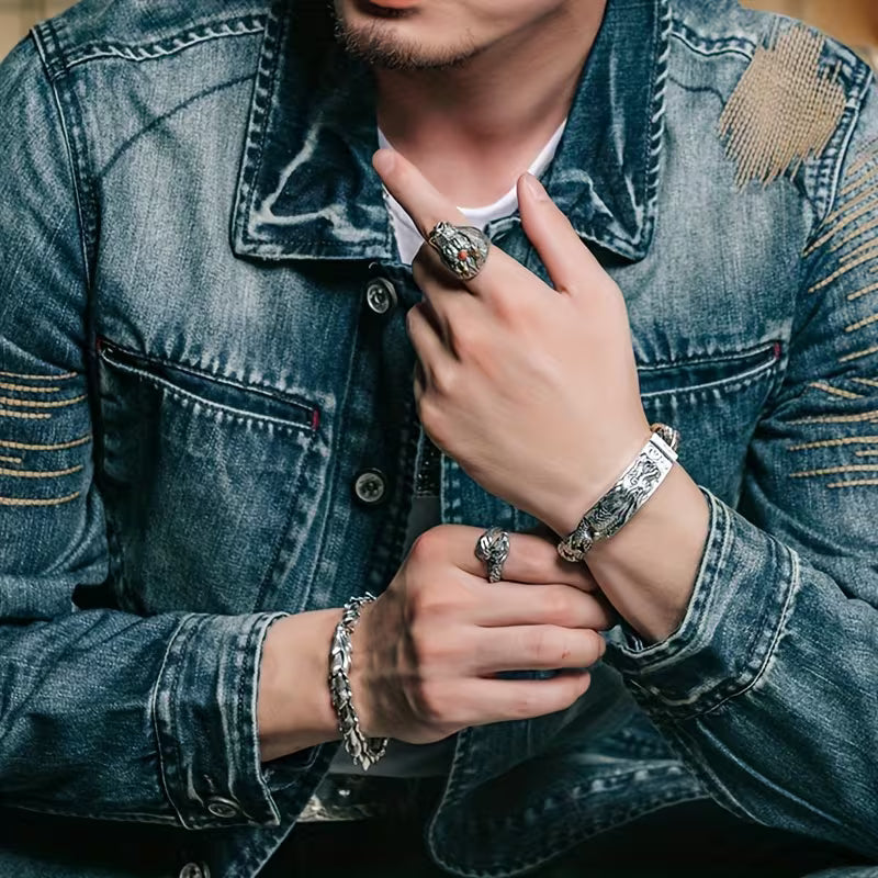 Bracelet Dragon pour Homme – Design Audacieux Argenté
