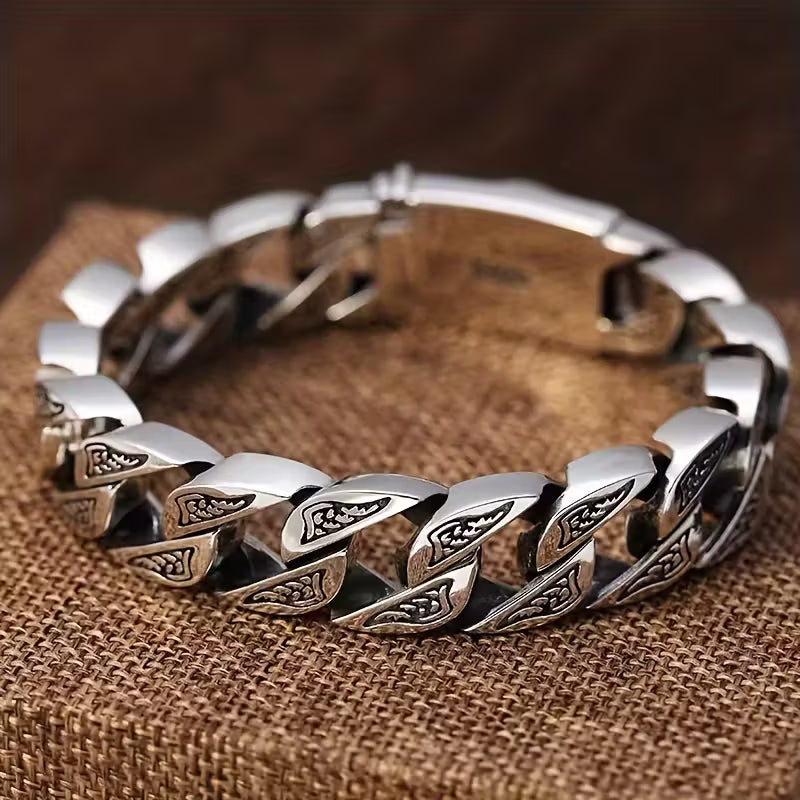 Bracelet Cool pour Hommes avec Personnalité Dominante, Style Rétro Urbain Rock Polyvalent avec Boucle de Bague