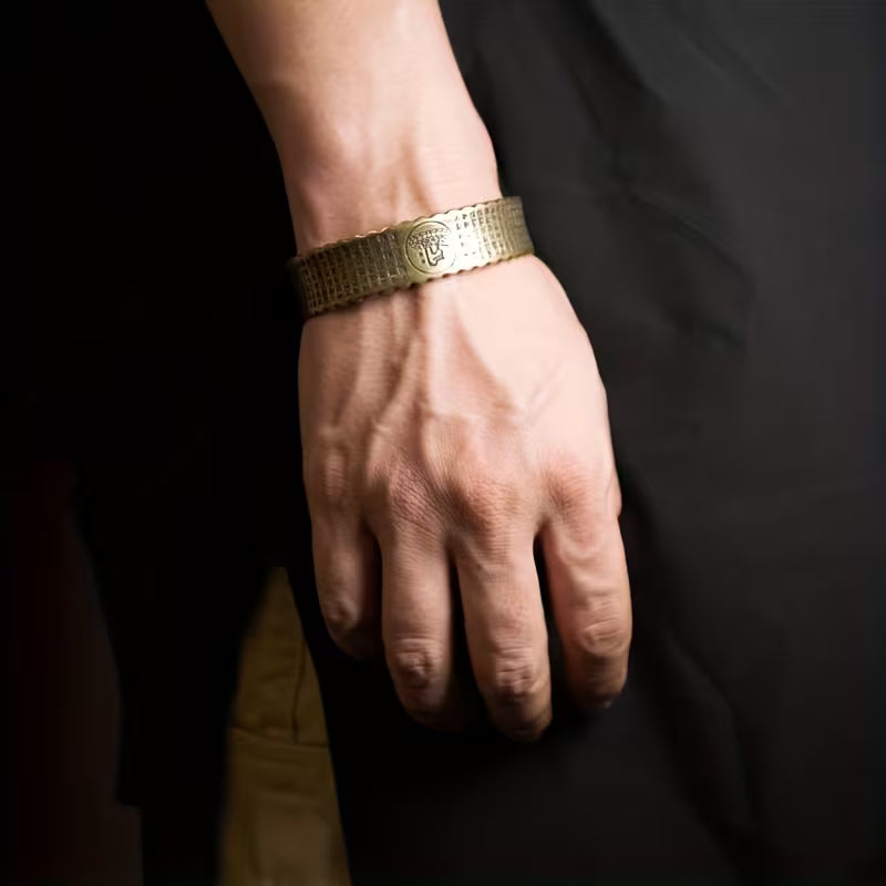 Bracelet Vintage en Cuivre Pur Porte-Bonheur pour Richesse & Chance avec Charme Cœur Transfert & Perles Chanceuses - Unisexe pour Hommes & Femmes, Bijou Style Han Traditionnel Cadeau pour Prospérité, Accessoire en Cuivre Durable