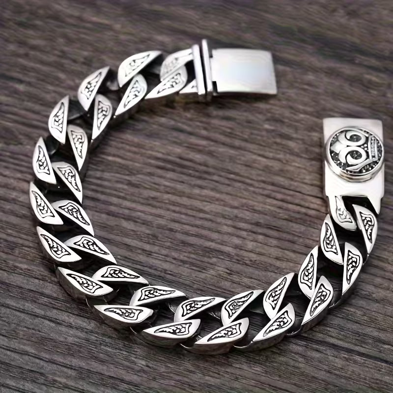 Bracelet Cool pour Hommes avec Personnalité Dominante, Style Rétro Urbain Rock Polyvalent avec Boucle de Bague