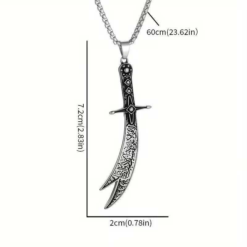 Collier pendentif épée Imam Ali Zulfikar islamique vintage pour hommes - Bijoux à la mode en matériau en alliage