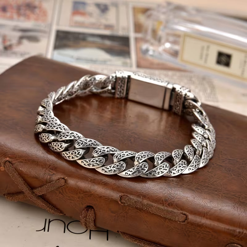 Bracelet Cool pour Hommes avec Personnalité Dominante, Style Rétro Urbain Rock Polyvalent avec Boucle de Bague