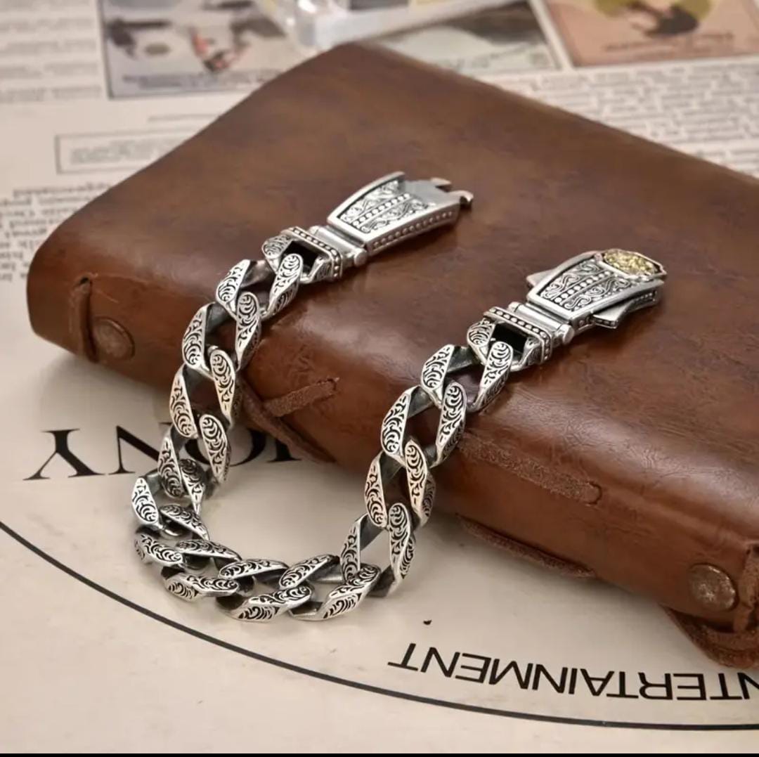 Bracelet Homme Rétro Tête de Lion – Style Hip-Hop