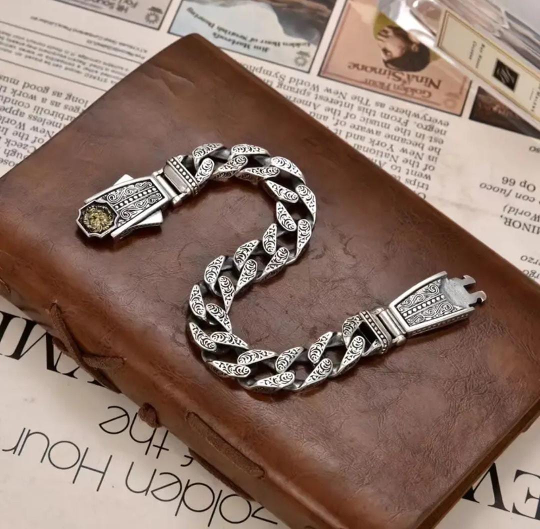 Bracelet Homme Rétro Tête de Lion – Style Hip-Hop