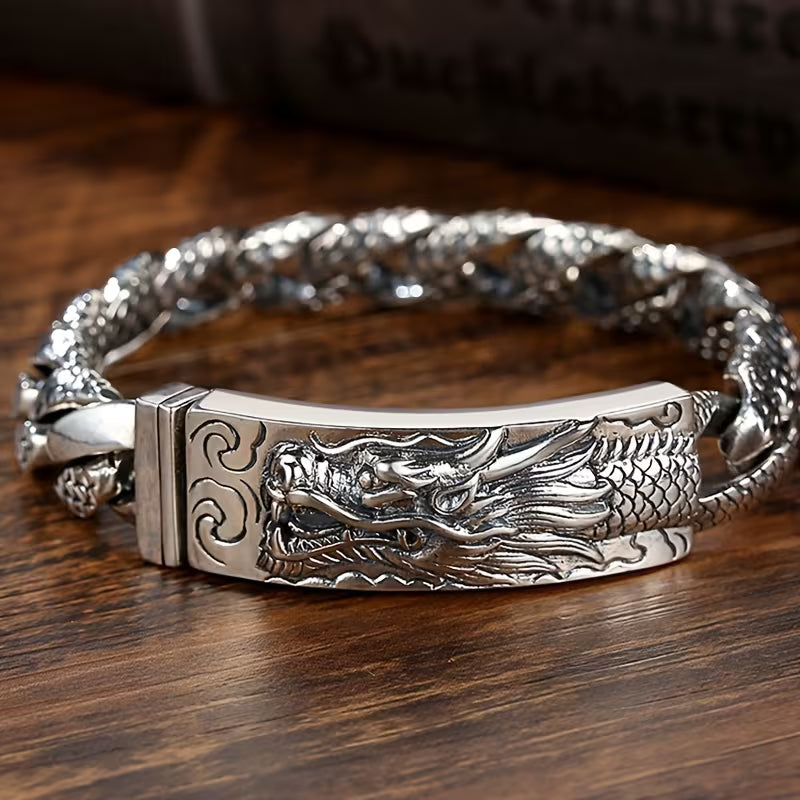 Bracelet Dragon pour Homme – Design Audacieux Argenté