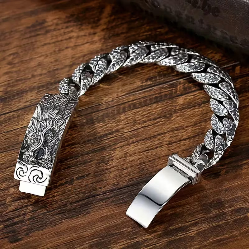 Bracelet Dragon pour Homme – Design Audacieux Argenté