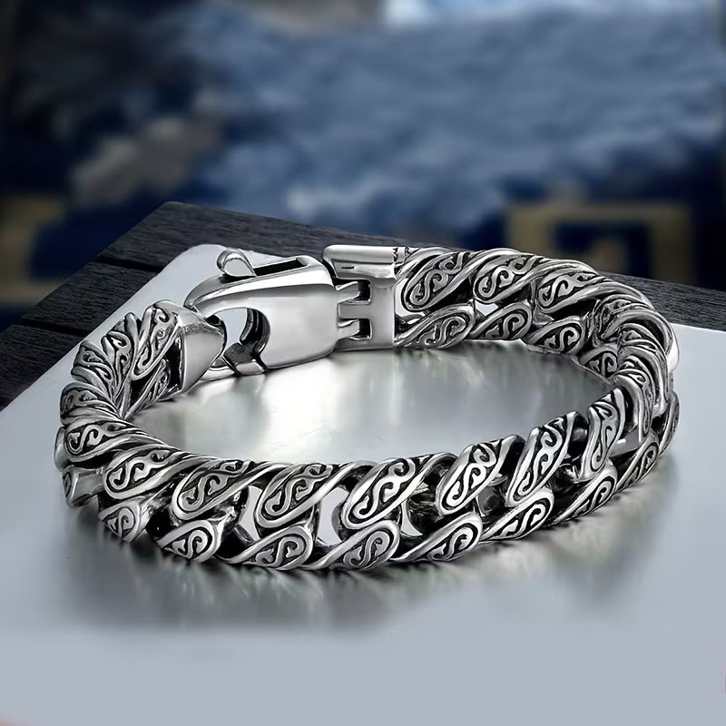 Bracelet en cuivre pour homme avec motif de herbe de tang - Style hip-hop tendance